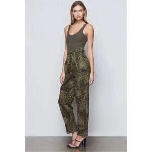 Good American Paperbag Ankle Trousers Jungle Green High Rise Pants Sz 4 Waist 27